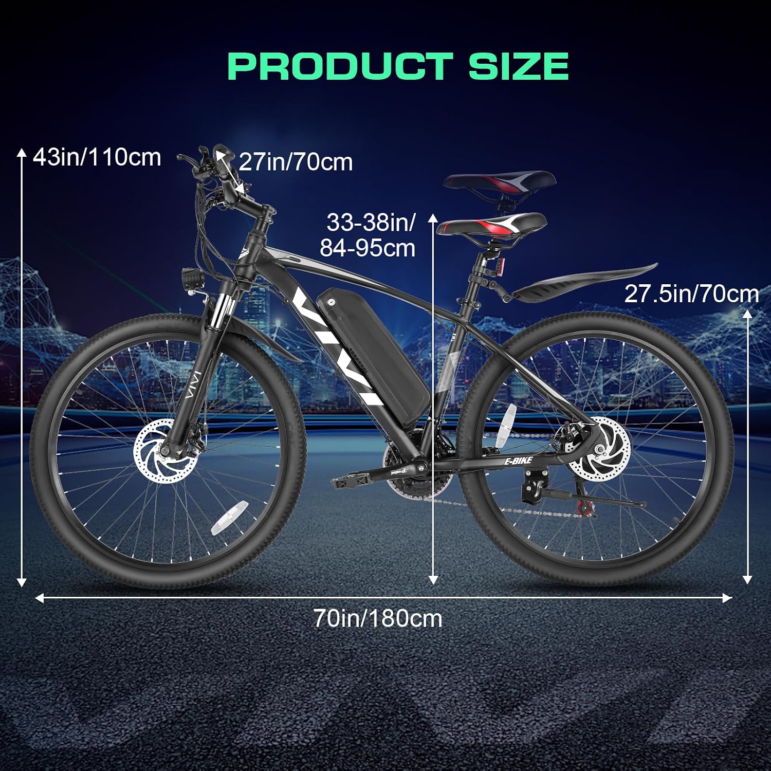 Vivi Electric Bike for Adults, 27.5' Electric Mountain Bike, 500W Ebike 20MPH Electric Bike with 48V 499.2WH Battery, Up to 50 Miles, 21 Speed Adult Electric Bicycles, SGS Certified to UL2849