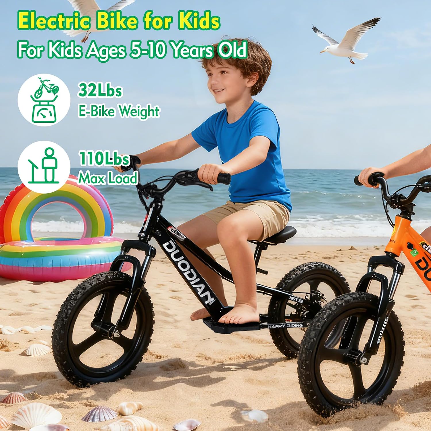 Electric Bike for Kids, 350W/250W Motor, 36V 7.8/5.2Ah, 15.5/13.7 MPH, 15/12 Miles Long Range, 16' Tires, Kids Electric Bike Aged 6 and Above, Youth Off-Road Electric Bicycle