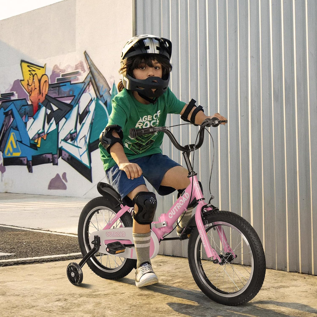 SUNCROWN Kids Bike, 14 16 18 Inch Children Bicycle, Foldable Toddler Bike for Boys & Girls Age 3-10 Years with Flash Lighting Training Wheel