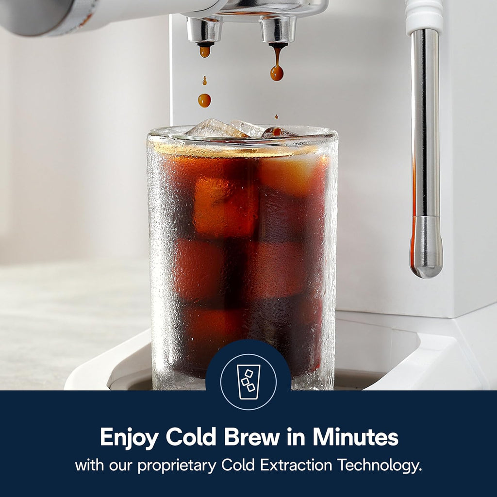De'Longhi Dedica Duo Compact Espresso Machine - Cold Brew Coffee Maker with Milk Frother Wand- for Espresso, Hot & Iced Coffee, Cappuccinos, Lattes & Home Barista Brewing, Vanilla