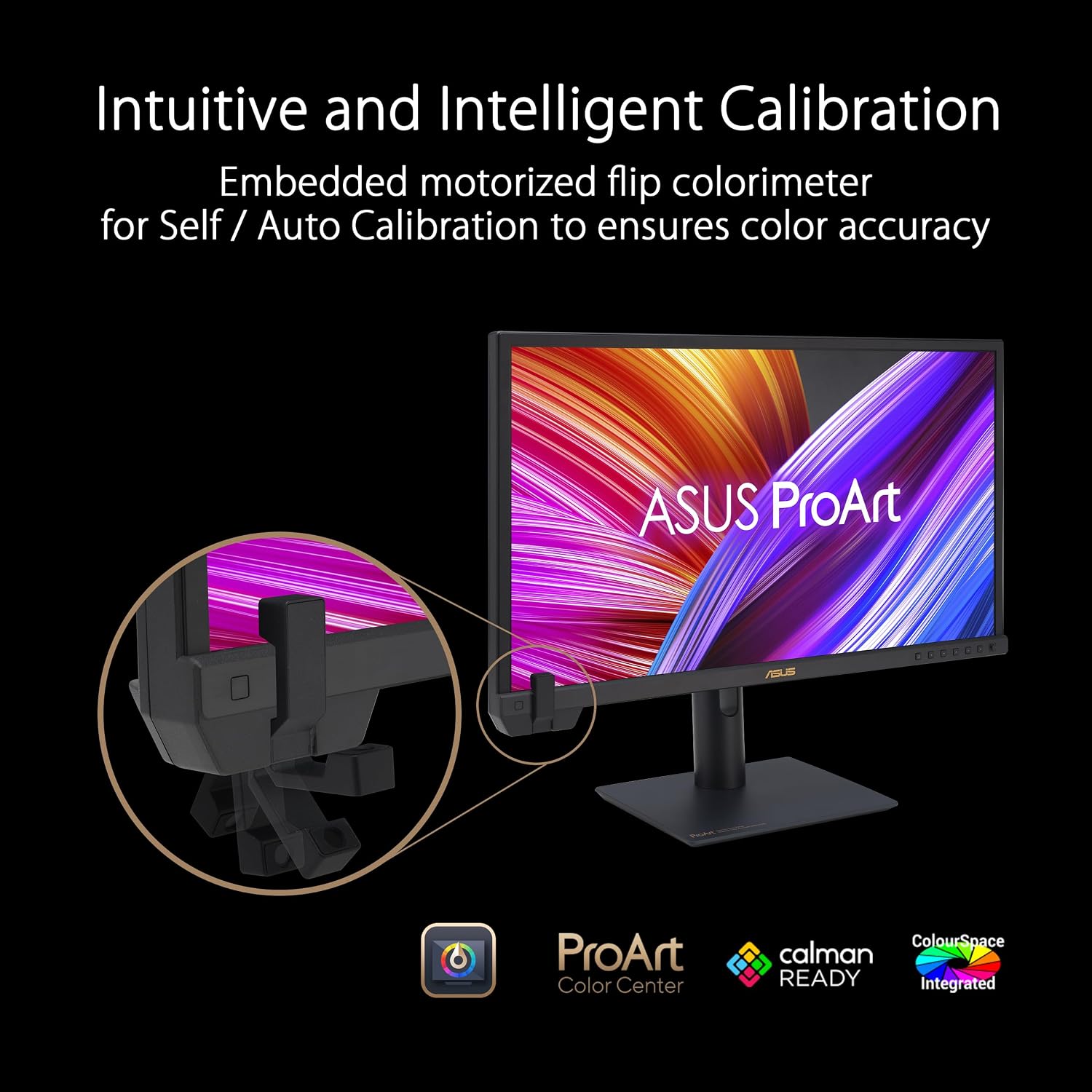 ASUS ProArt Display 24' 4K 12G-SDI HLG Professional Monitor (PA24US) - IPS, UHD (3840 x 2160), 99% Adobe RGB, 95% DCI-P3, ΔE < 1, USB-C, Built-in Motorized Colorimeter, Calman Ready, 3 Year Warranty
