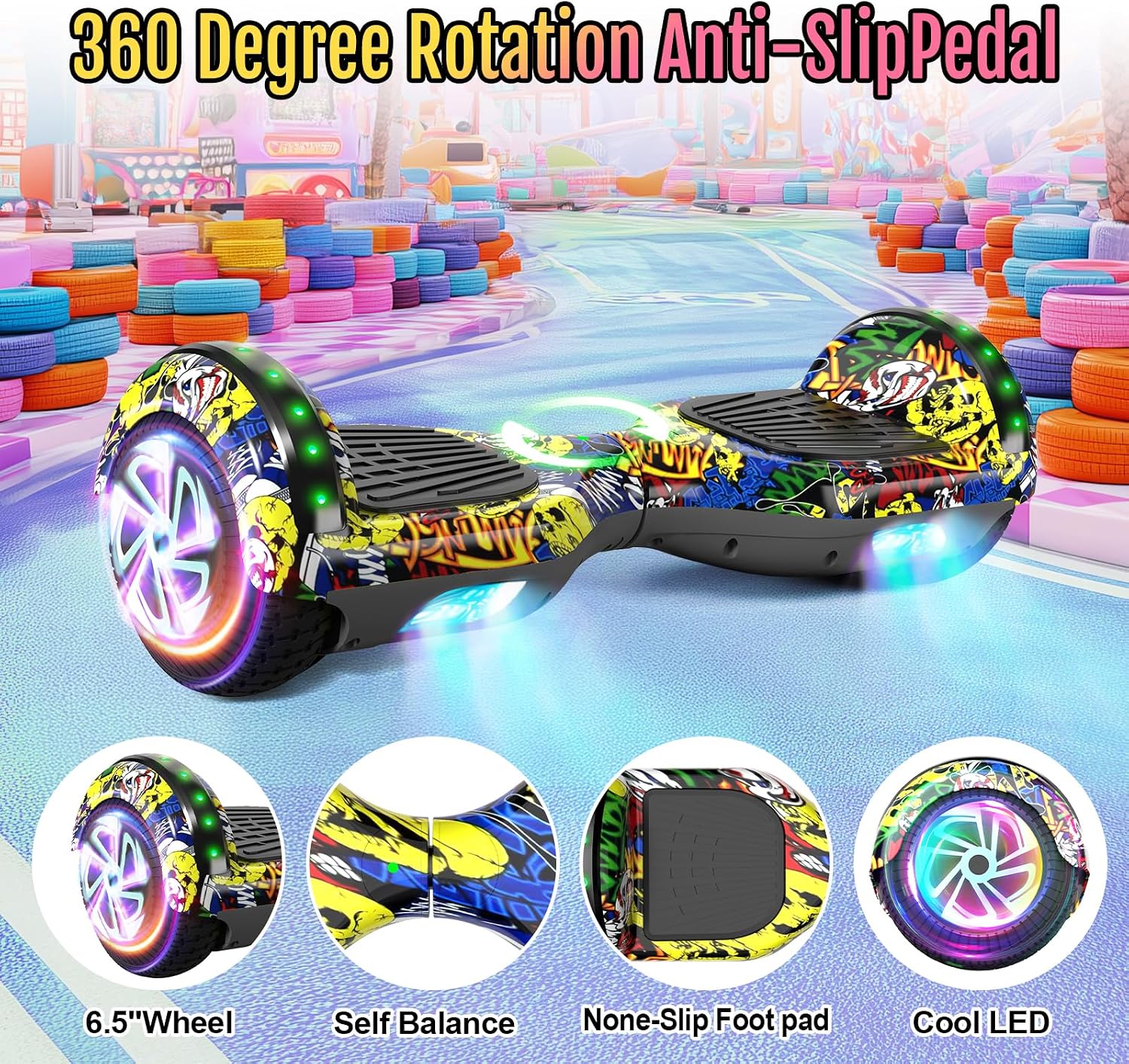 Scooter Seat Attachment, Scooter with Go Kart for Kids Boys Girls Adults, LED Lights, Bluetooth(Include Go-Kart)
