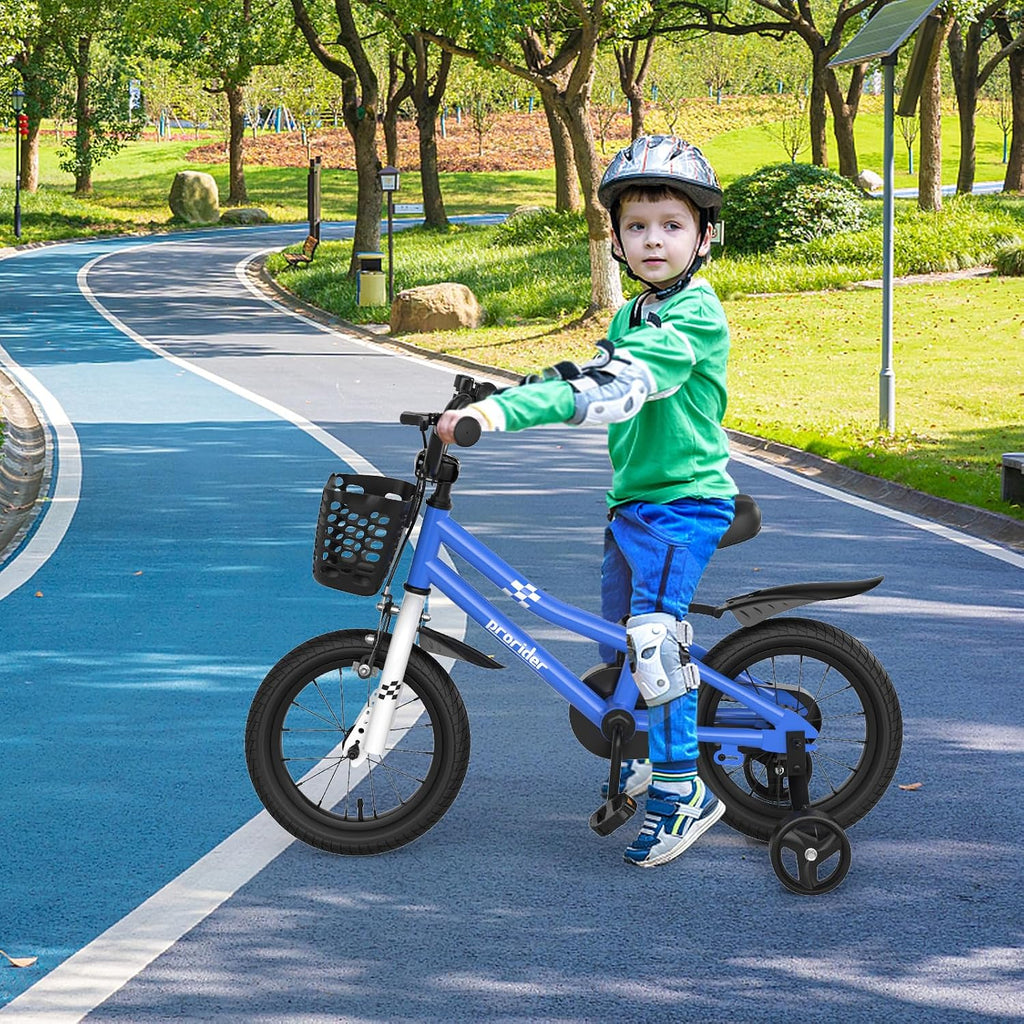 GYMAX 14'/16'/18' Kids Bike for 3-5/4-7/4-8 Years, Childrens Bicycle w/Removable Training Wheels, Basket & Dual Handbrake, Toddler Bike for Boys Girls