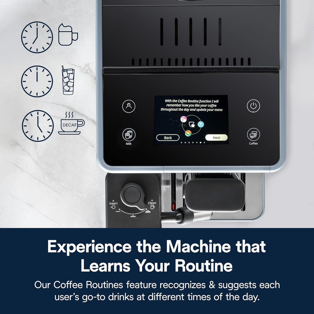 De'Longhi Rivelia Automatic Espresso Machine, Grinder & Frother, Easy Bean Switching, Pebble Gray