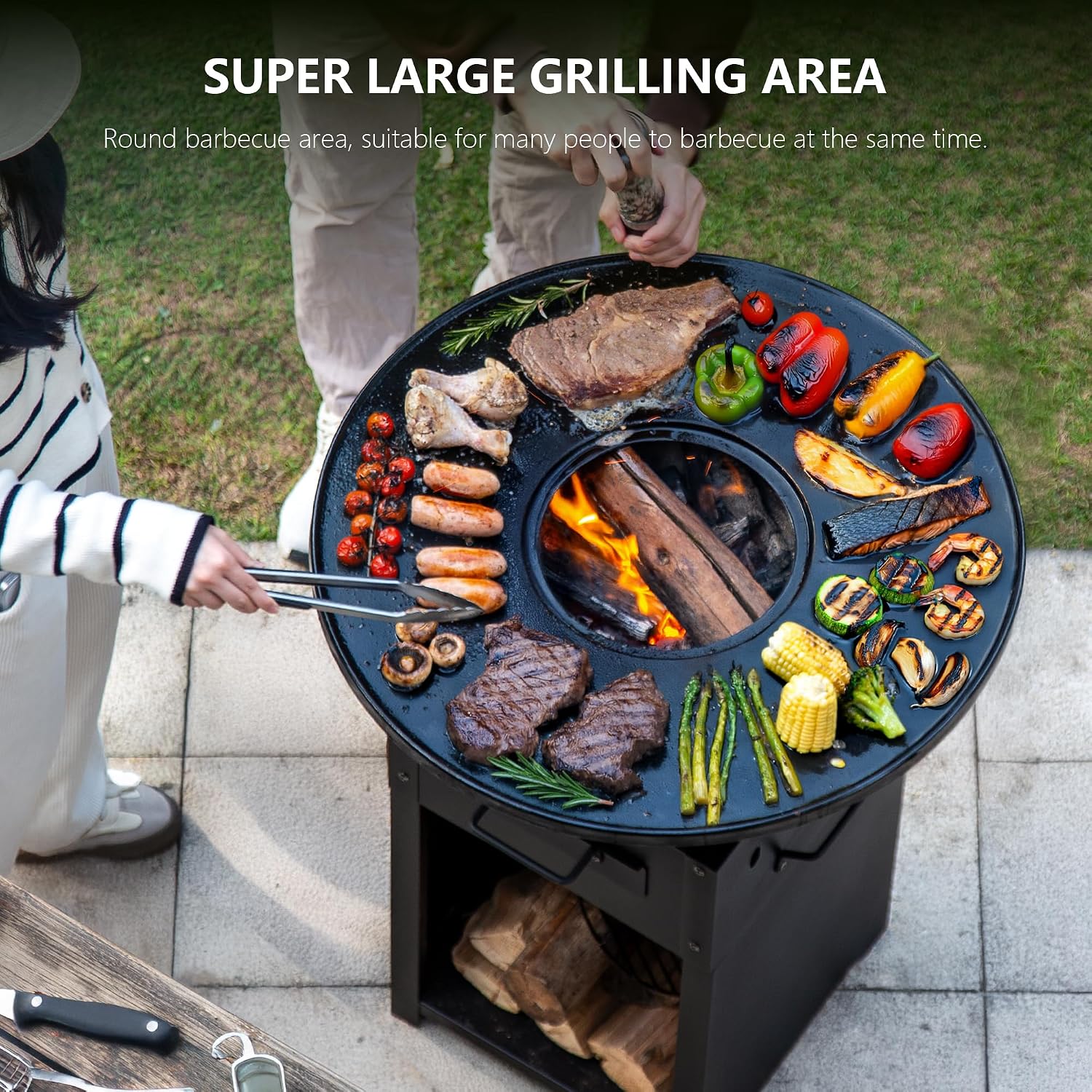 MASTER COOK Plancha Asada Grill, Spacious 470 SQIN Cooking Area BBQ Charcoal Grill, Carne Asada, Asador de Carbon, Metal Top for Backyard Parties, Camping and Outdoor