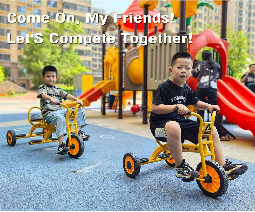Preschool Kids Tricycle for Rider Age 3-5, Durable Metal Pedal Trike for Boys Girls, Big Kid Tricycle with Non-Slip Grip, Solid Rubber Tires -Outdoor Playschool Daycare Playground Equipment