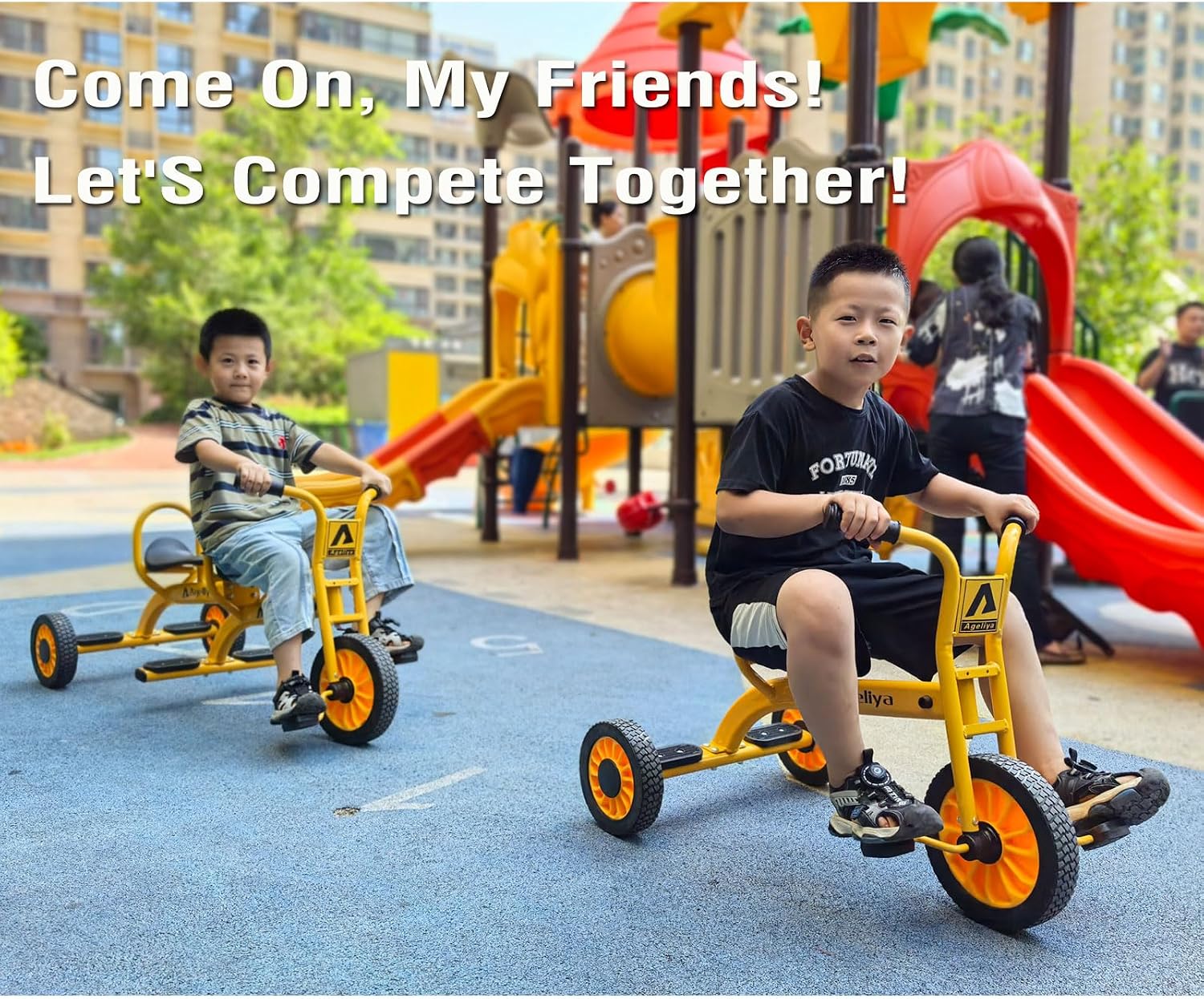 Preschool Kids Tricycle for Rider Age 3-5, Durable Metal Pedal Trike for Boys Girls, Big Kid Tricycle with Non-Slip Grip, Solid Rubber Tires -Outdoor Playschool Daycare Playground Equipment