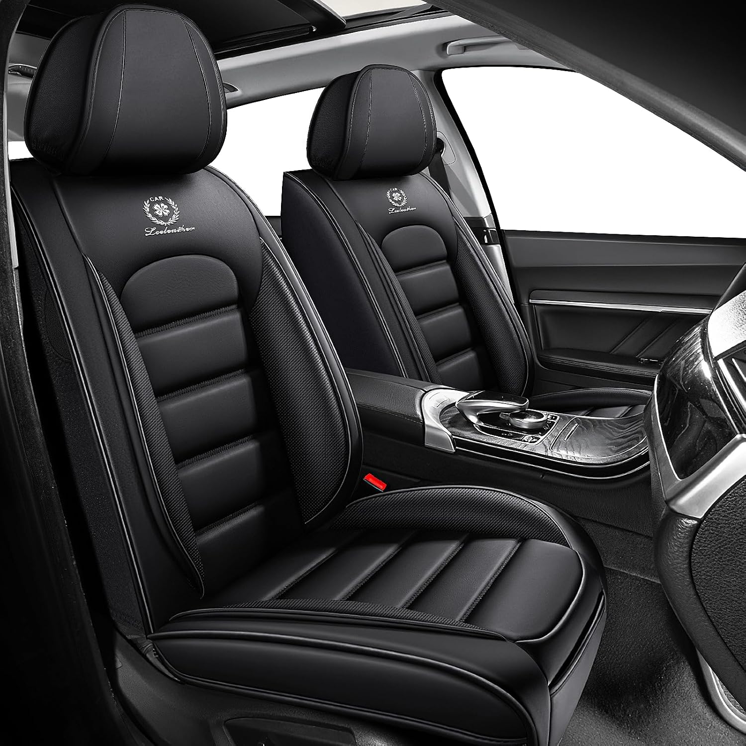 Car Seat Covers for Chevrolet Chevy Avalanche 2007-2013, Leather Auto Seat Cover Luxury Cushions Waterproof Seat Protectors (Black,Front Set)