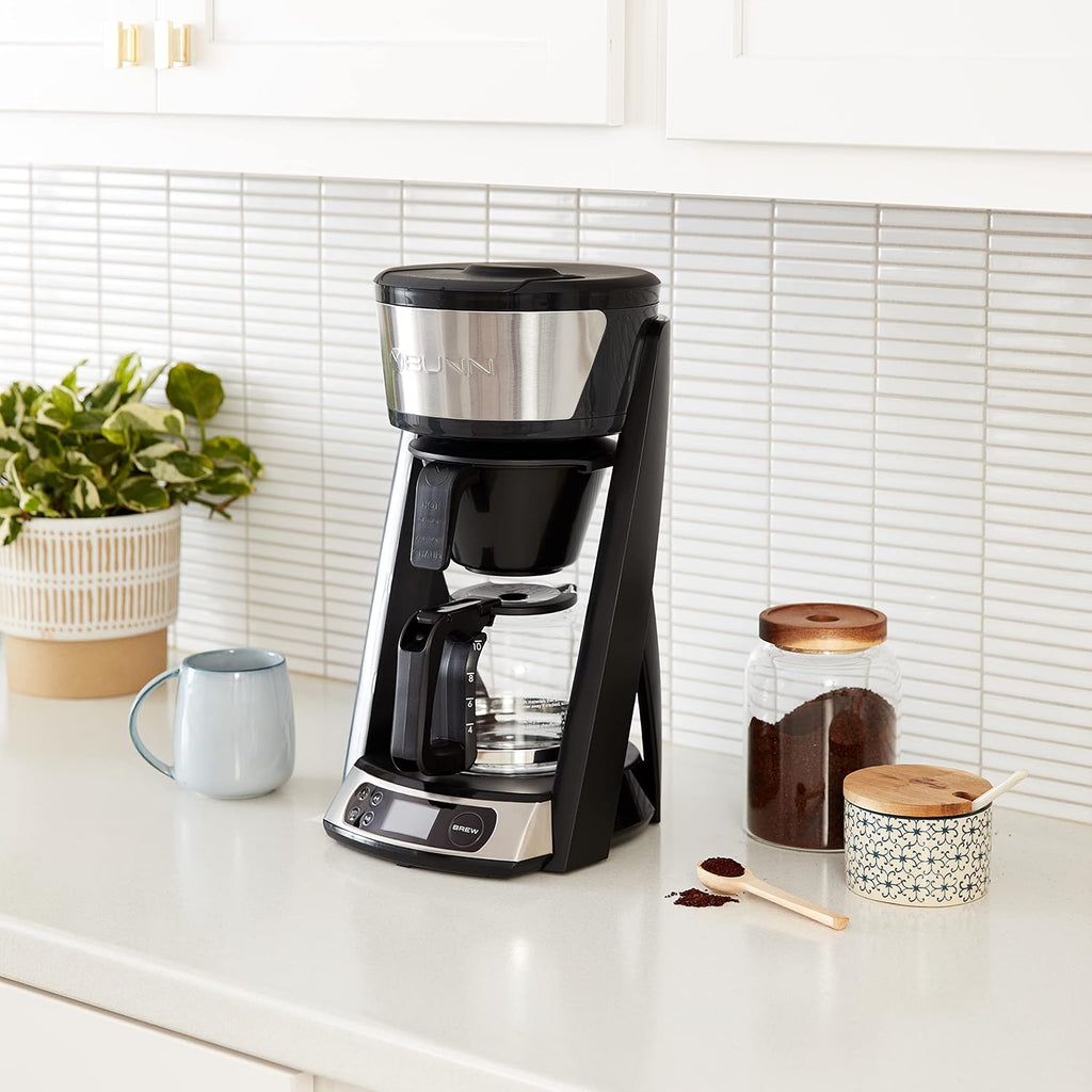 BUNN HB Heat N Brew Programmable Coffee Maker, 10 cup, Stainless Steel, 46500.0003