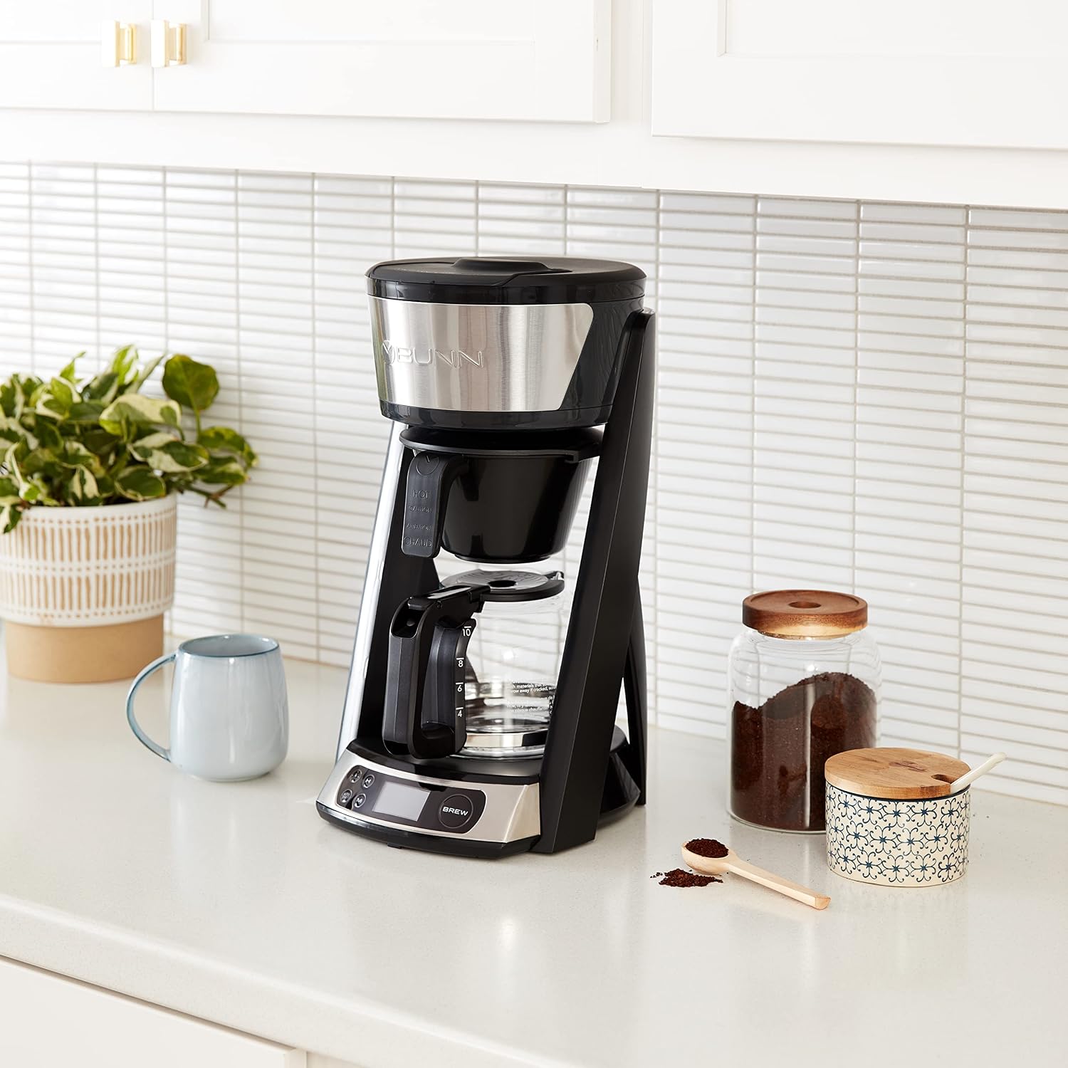 BUNN HB Heat N Brew Programmable Coffee Maker, 10 cup, Stainless Steel, 46500.0003