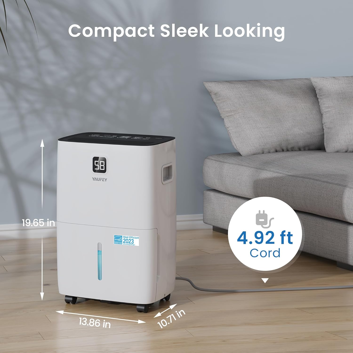 Yaufey 80 Pints Energy Star Dehumidifier for Home, Basement and Large Room up to 5500 Sq. Ft., with Drain Hose, Timer, Intelligent Humidity Control and Large Water Tank
