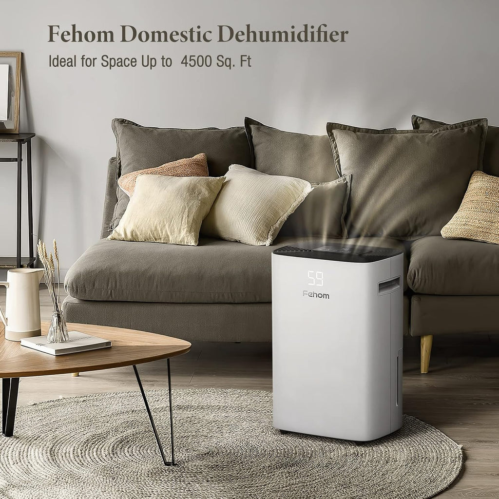 4500 Sq. Ft Dehumidifier with Drain Hose - Ideal for Bedrooms, Basements, Bathrooms, and Laundry Rooms - with Digital Control Panel, 24 Hr Timer, and Front Humidity Display