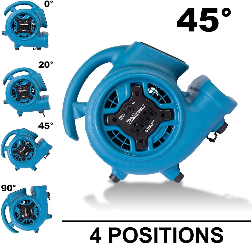 XD-125 Commercial Water Flood Damage Restoration Package for Home Garage Basements Restrooms Restaurants Crawl Spaces-Includes 4 Mini Air Movers,Dehumidifier,Mini HEPA Air Scrubber-Blue