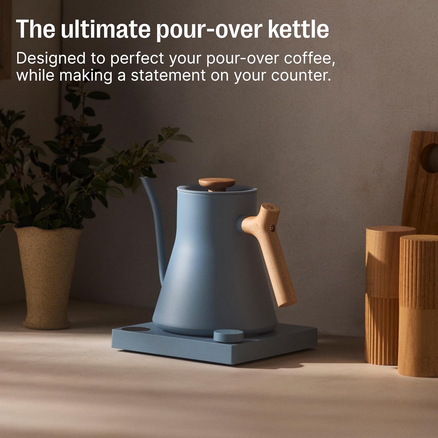 Fellow Stagg EKG Pro Electric Gooseneck Kettle - Pour-Over Coffee and Tea, Quick Heating, Precise Temperature Control, Scheduling, Built-in Brew Timer, Hazy Blue, 0.9 Liter