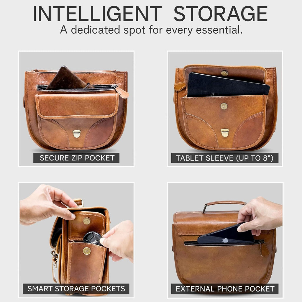 rofozzi Leather Camera Bag for Women, Vintage Crossbody Camera Bag with Removable Insert for Mirrorless & Small DSLR Cameras, Genuine Leather