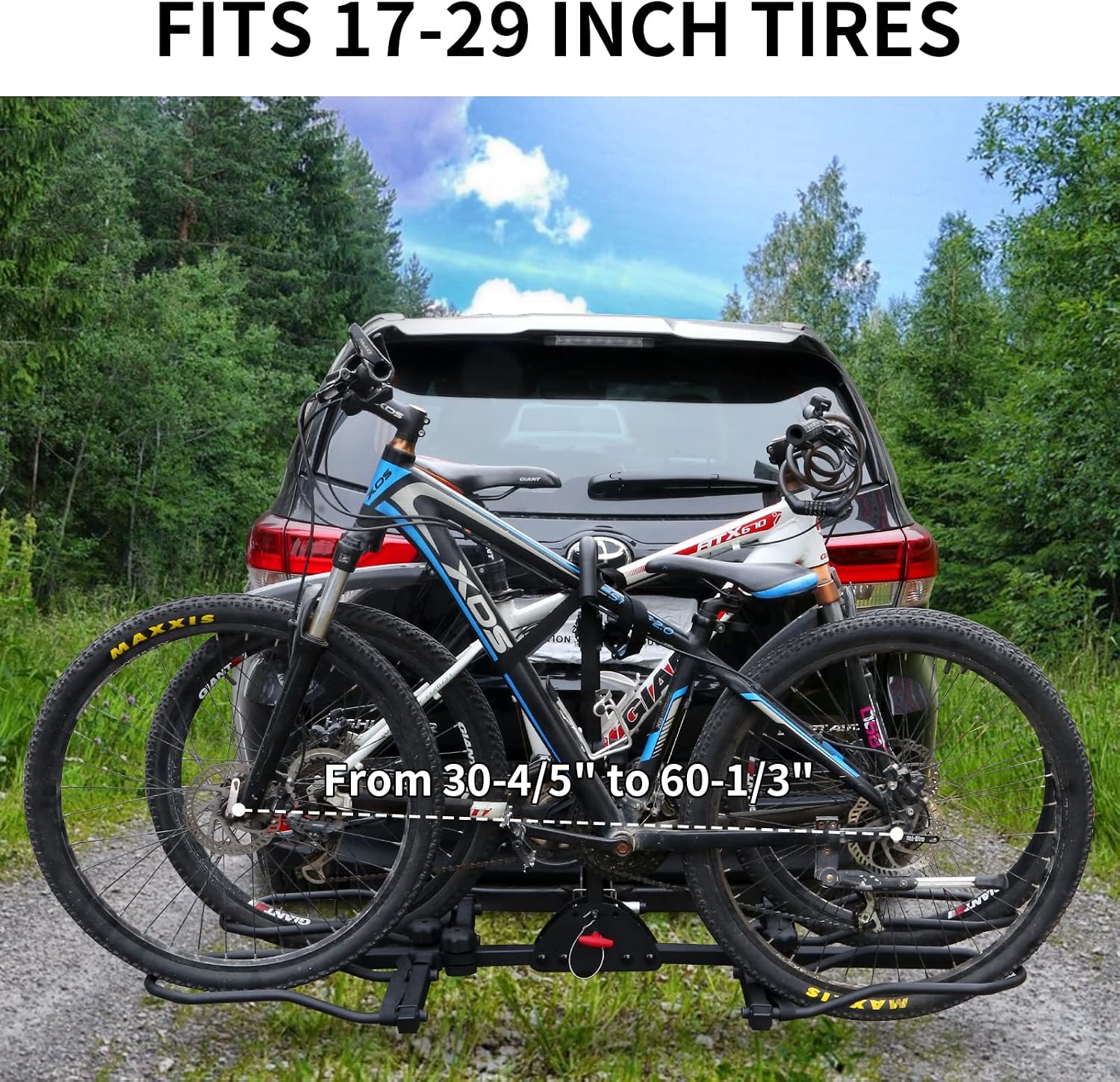 WEIZE Hitch Bike Rack, Wobble Free Smart Tilting Folding Bicycle Car Racks for Standard, Fat Tire and Electric Bike, 2-Bike 160 lbs Capacity, 2-inch Receiver