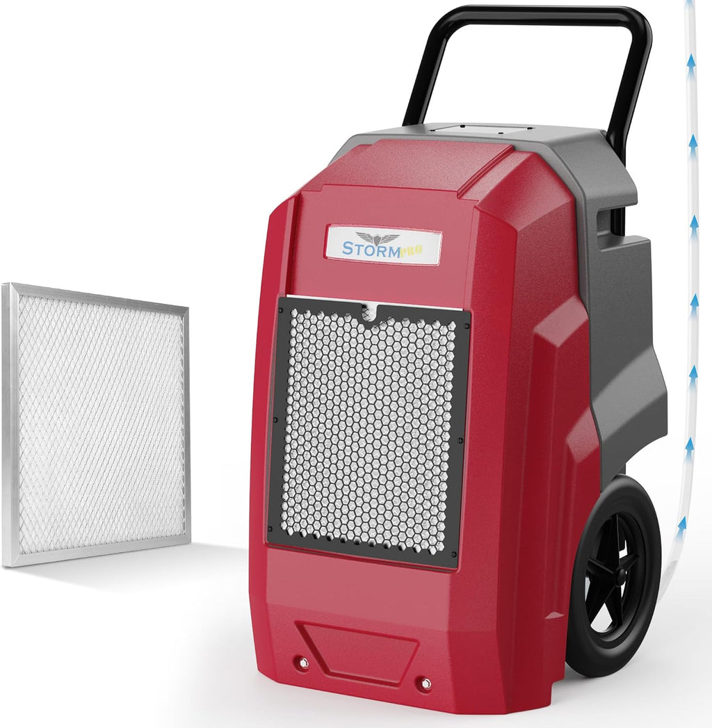 ALORAIR 180 PPD Commercial Dehumidifier with Pump, LGR Technology, Heavy-Duty for Water Damage Restoration, Flood Cleanup and Basements, 5-Year Warranty, Blue, Storm Pro