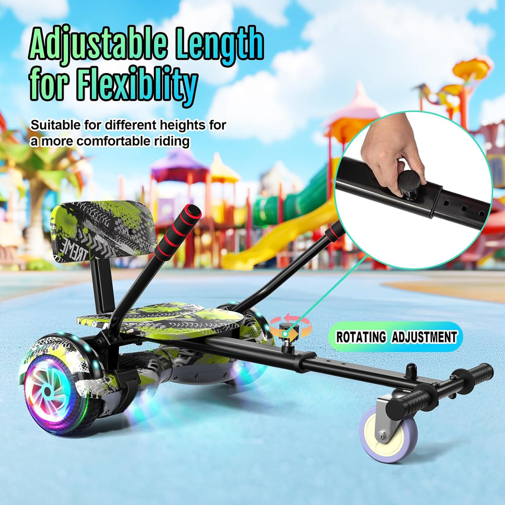 Scooter Seat Attachment, Scooter with Go Kart for Kids Boys Girls Adults, LED Lights, Bluetooth(Include Go-Kart)