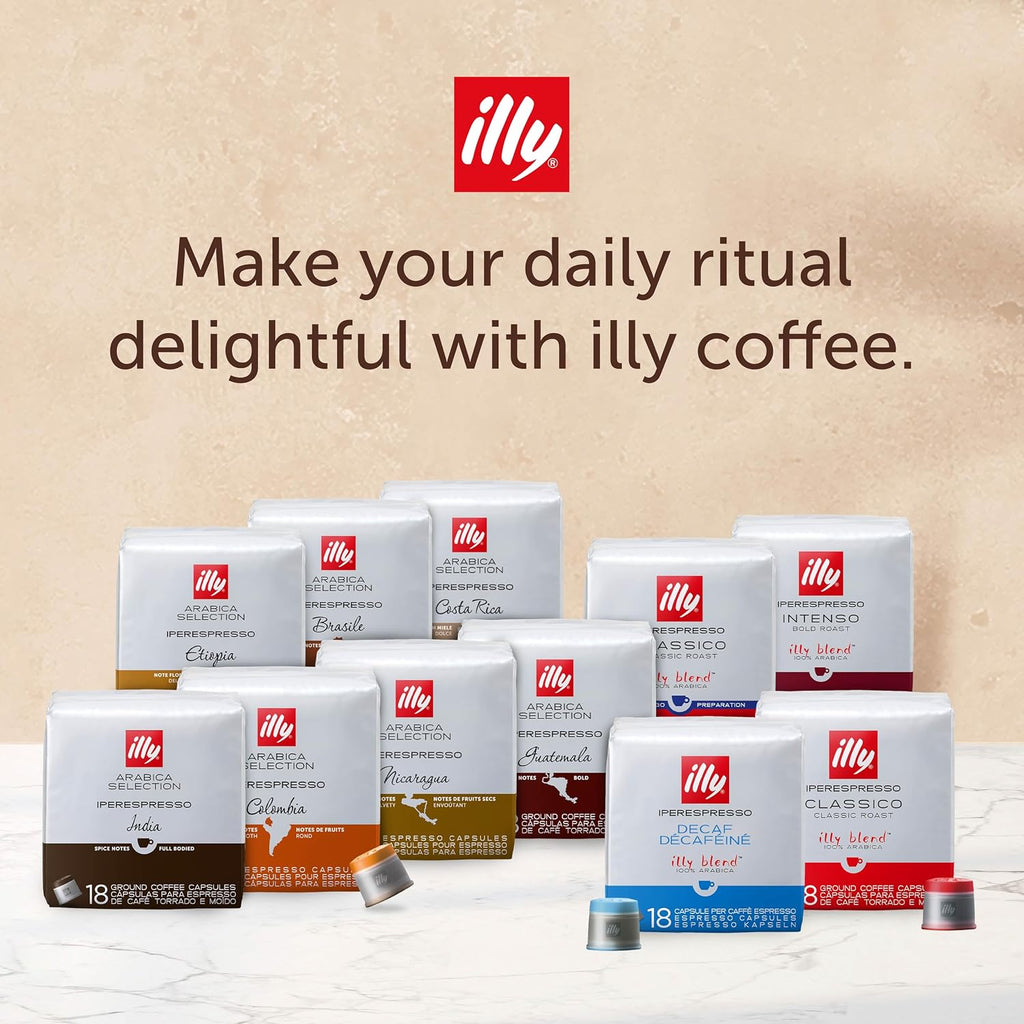 illy Coffee IperEspresso Capsules, Intenso Dark Roast Coffee Pods, 100% Arabica, Premium Italian Blend, 18 Count, 6 Pack