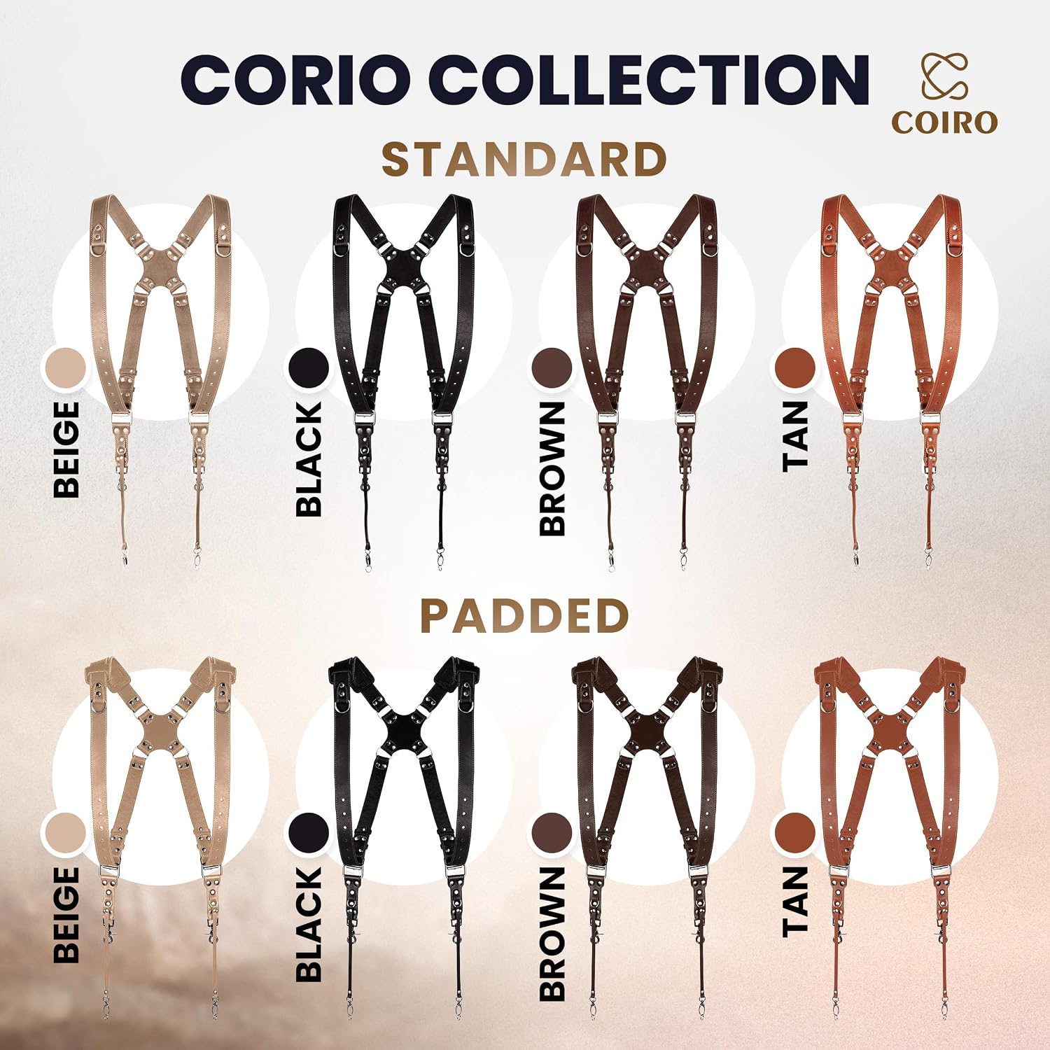 C Coiro Camera Harness for 2 Cameras Dual Shoulder Leather Camera Strap for DSLR/SLR, Camera Straps for Photographers