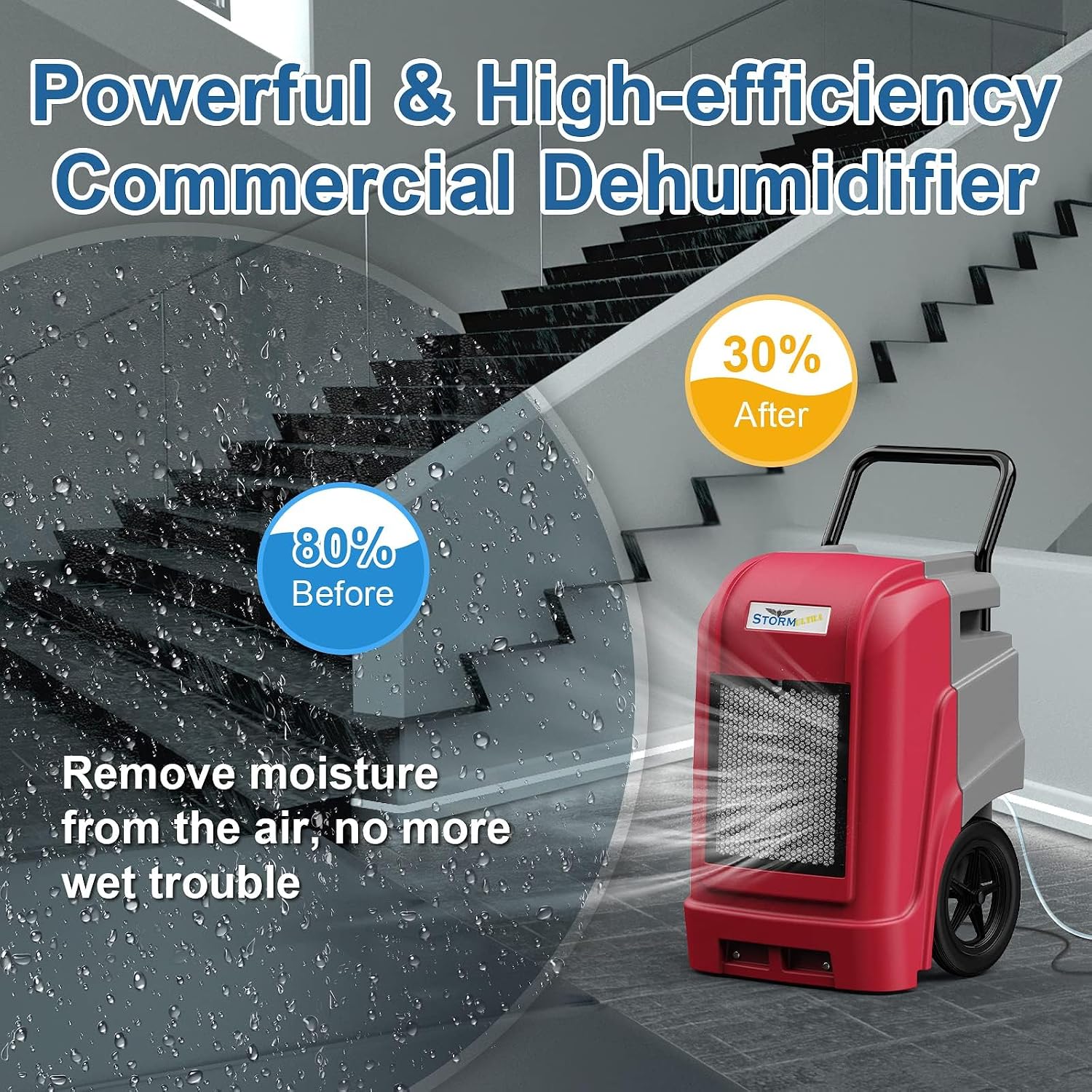 ALORAIR 190 PPD LGR Commercial Dehumidifier with Pump & Drain Hose, Smart APP Control up to 2,600 Sq.Ft Industrial Dehu for Home, Water Damage Restore, Basements, Job Sites, 5 Years Limited Warranty