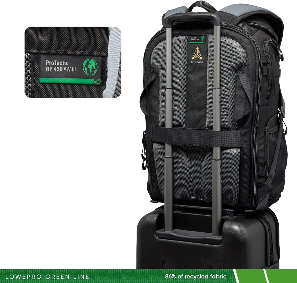 Lowepro ProTactic BP 450 AW III Camera Backpack, 4-point Access, Professional Camera Bag, DSLR/Drones/Mirrorless, Up to 16' Laptop, Rain Cover, for Photographer,Videographer, Volume 28L