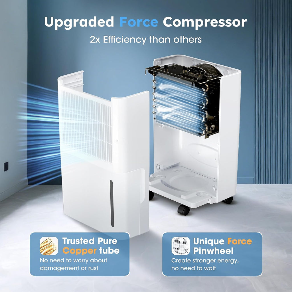 2500 Sq.Ft Dehumidifiers with Drain Hose for Home, Portable 30 Pints Large Room Dehumidifier with Smart Humidity Control, 24H Timer, 3 Working Modes for Bathroom & Bedroom