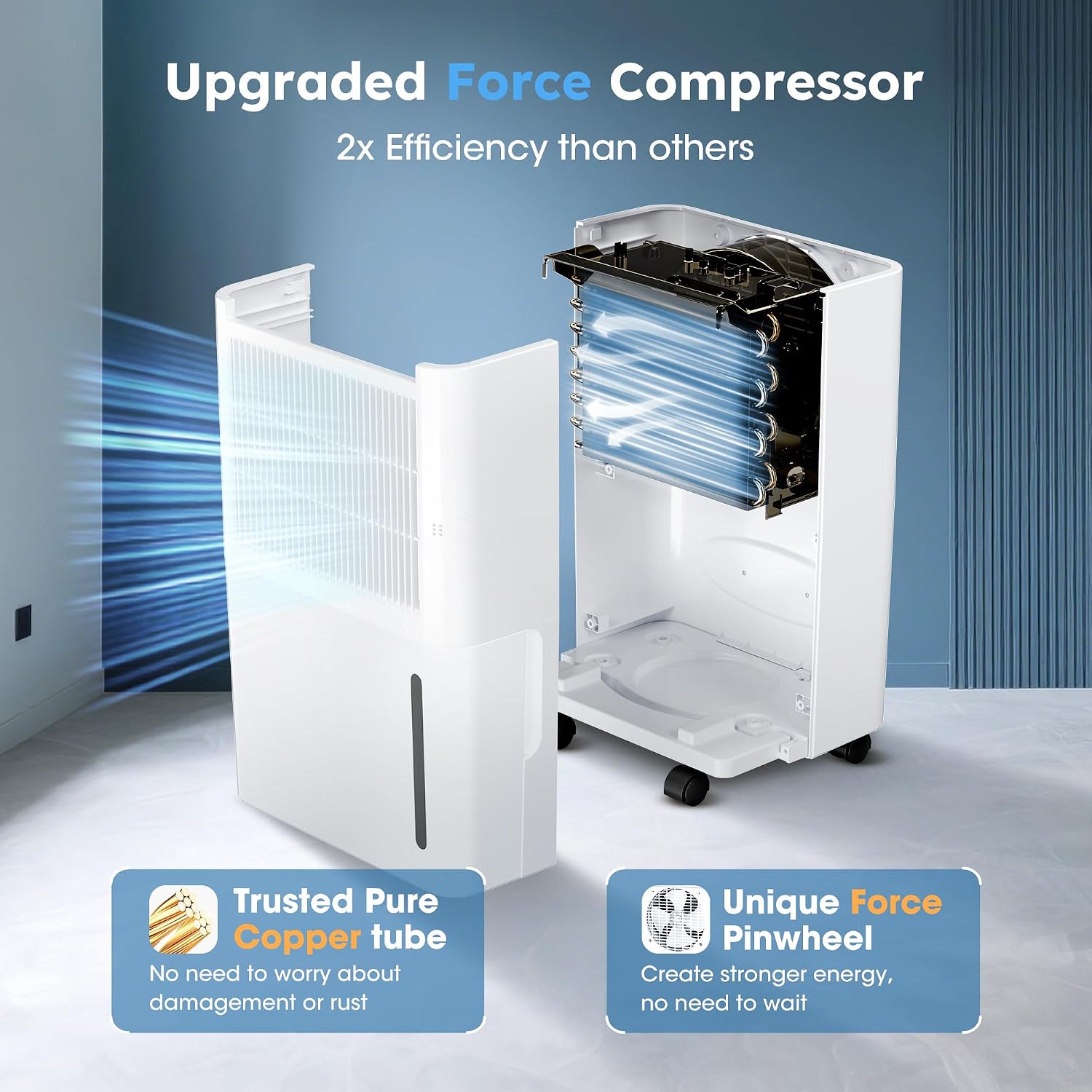 2500 Sq.Ft Dehumidifiers with Drain Hose for Home, Portable 30 Pints Large Room Dehumidifier with Smart Humidity Control, 24H Timer, 3 Working Modes for Bathroom & Bedroom