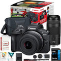 Canon EOS R100 Mirrorless Camera Two Lens Bundle 24.1MP 4K APS-C Beginner Camera Kit with RF-S 18-45mm + RF 75-300mm Lenses, 64GB Memory Card & Photo Editing Software