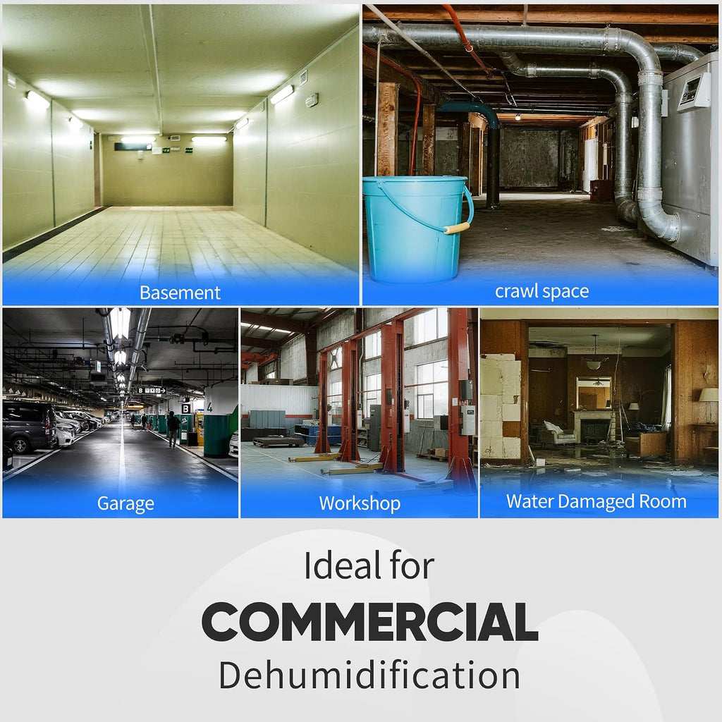 190Pints Commercial Dehumidifier for Basements with Pump Drain Hose, LGR Dehumidifiers with Wheels, Crawl Space Ddehumidifier for Basement, Warehouse and Garages Up to 6000 Sq.Ft
