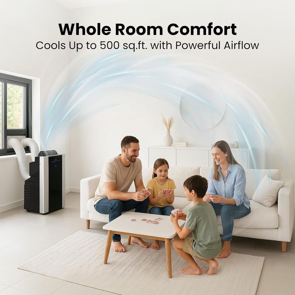 Whynter Portable Air Conditioner 14,000 BTU & Heater with Dual Hose Dehumidifier & Cooling Fan for 500 Sq Ft Rooms, Includes AC Unit Window Kit, ARC-14SH (9,200 SACC)