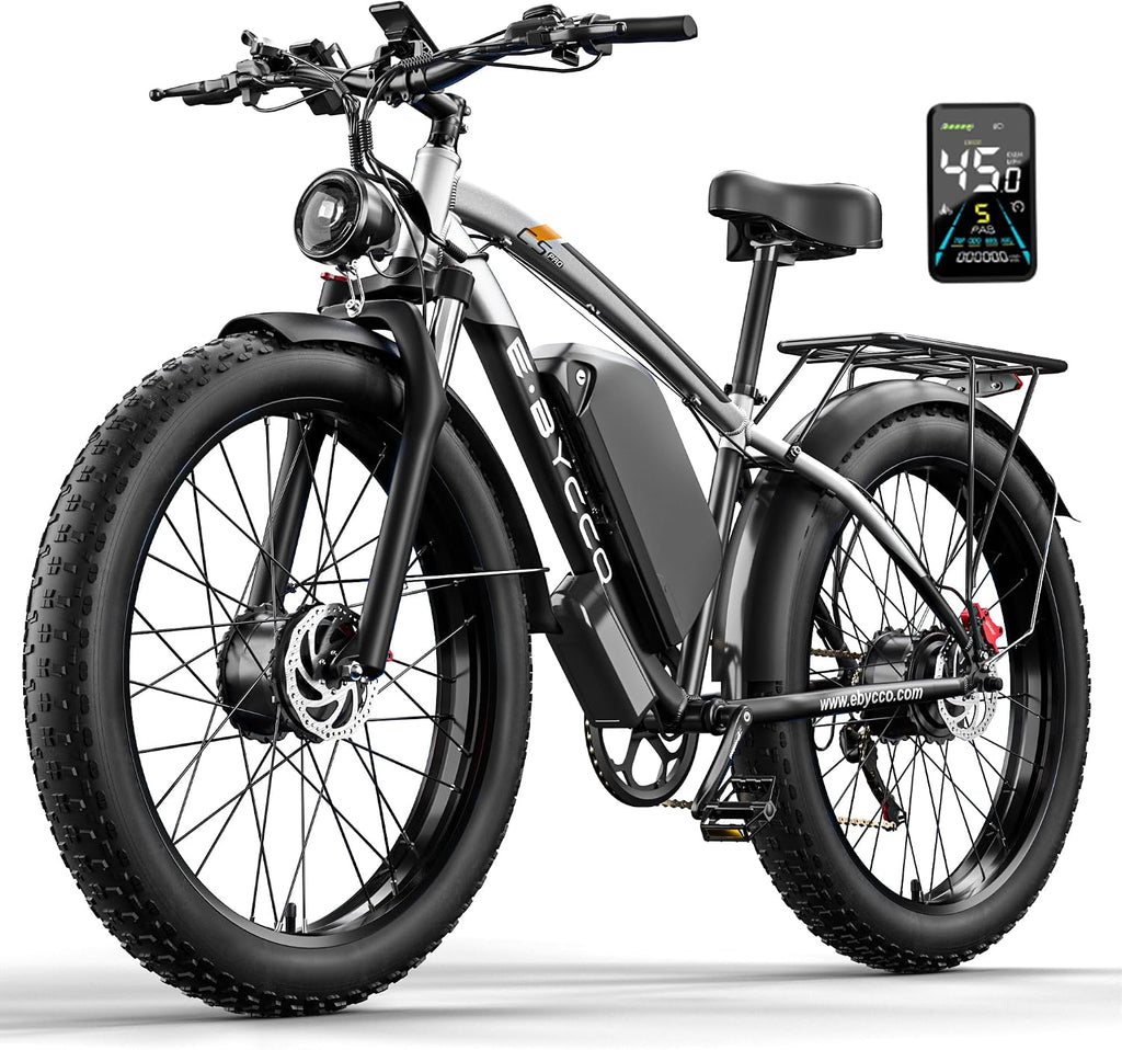 E·Bycco Peak 6000W Dual Motor Electric Bike for Adults, 47MPH 105 Miles Range, 52V 32AH Battery 24' x4.0 Fat Tire Hydraulic Disc Brakes Fast Off-Road E-Bicycle