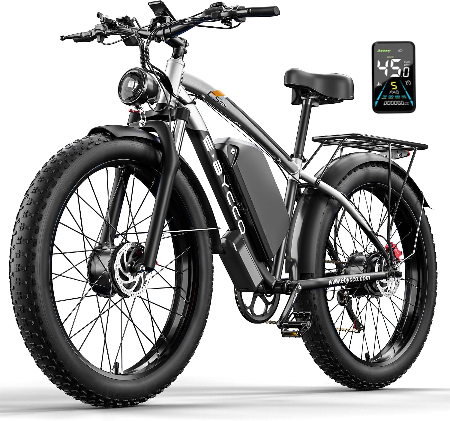 E·Bycco Peak 6000W Dual Motor Electric Bike for Adults, 47MPH 105 Miles Range, 52V 32AH Battery 24' x4.0 Fat Tire Hydraulic Disc Brakes Fast Off-Road E-Bicycle