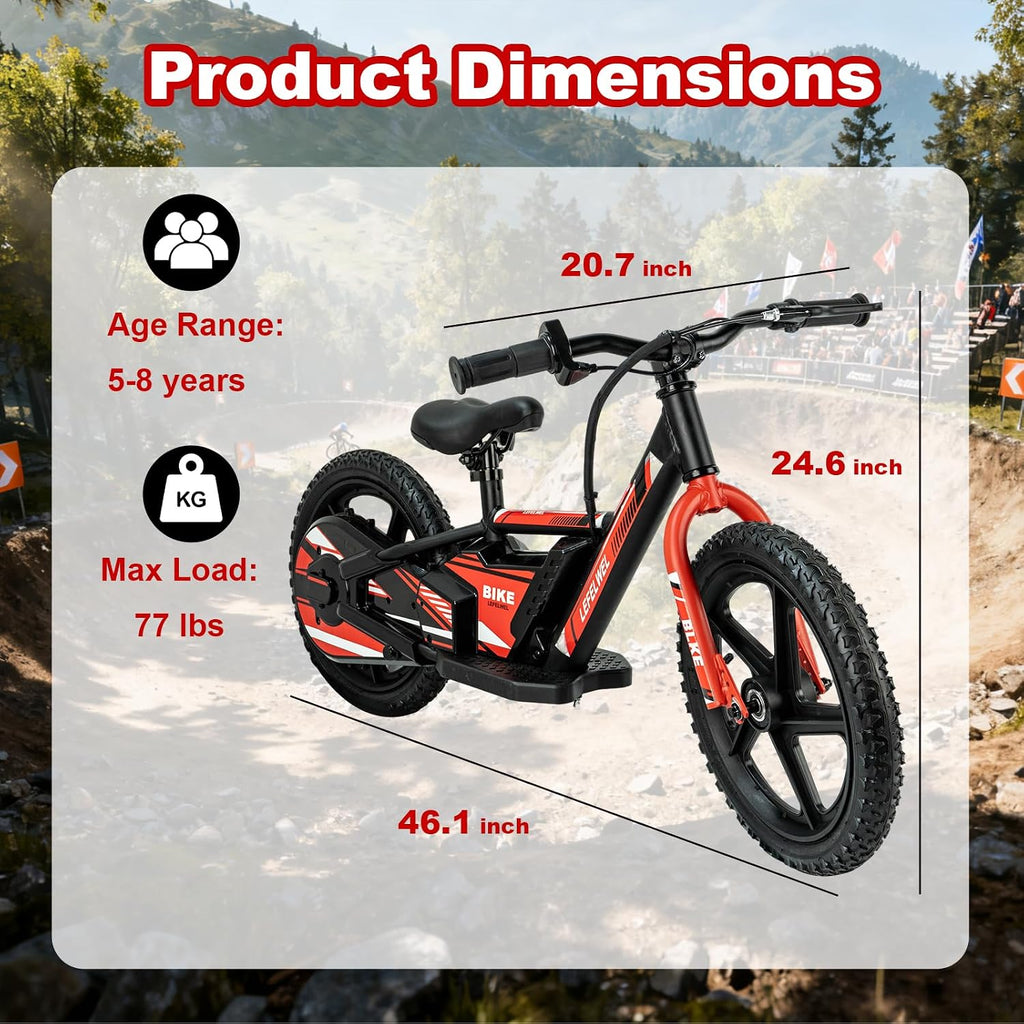 LEFELWEL Electric Balance Bike for Kids Ages 3-5/4-8, Adjustable Speed and Long Range, Lightweight and Durable, Safety Handbrake, Electric Dirt Bike Ebike for Kids