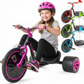 Drift Trike for Kids Ages 5+ – 16' Front Wheel Ride-On with Adjustable Seat, Steel Frame, Rear Slick Drift Wheels & Safety Flag – Madd Gear (Pink/Teal)