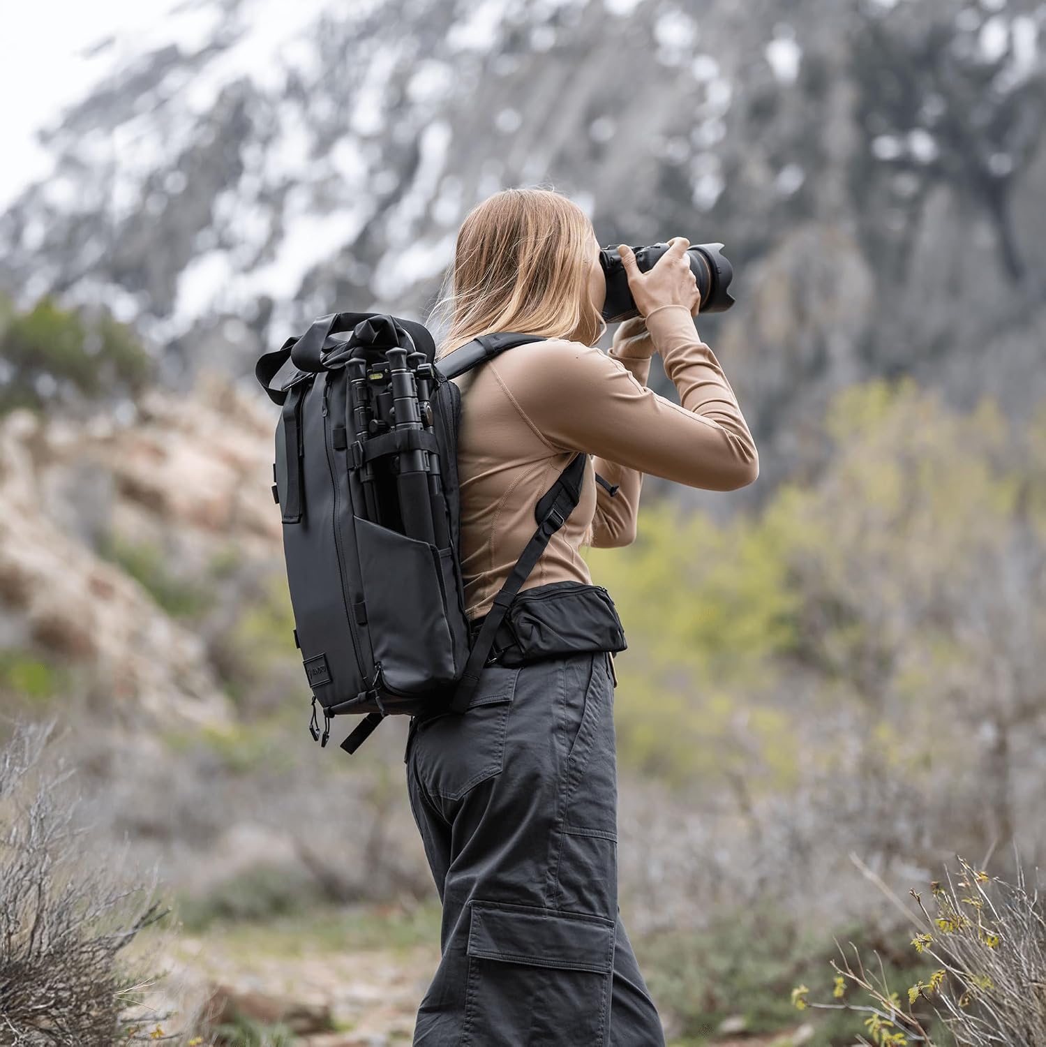 WANDRD PRVKE Rolltop 21L V4 Camera Backpack – Expandable Weatherproof Travel Bag with Laptop Sleeve and Clamshell Opening