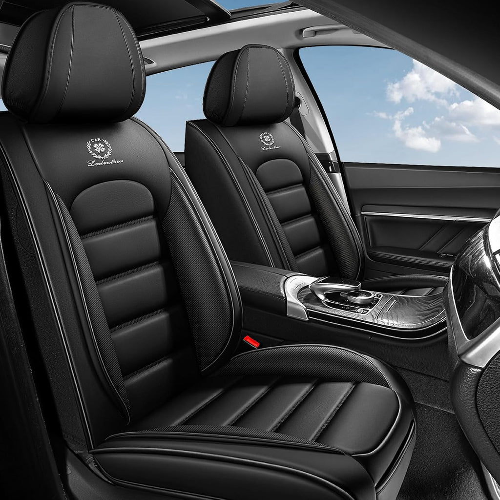 Car Seat Covers for Chevrolet Chevy Avalanche 2007-2013, Leather Auto Seat Cover Luxury Cushions Waterproof Seat Protectors (Black,Front Set)