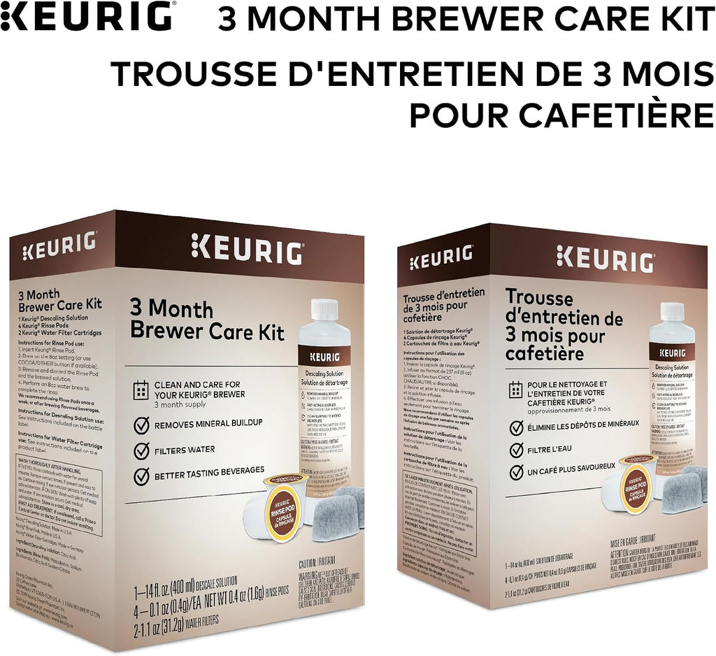 Keurig K-Mini Single Serve Coffee Maker & 3-Month Brewer Maintenance Kit Includes Descaling Solution, Water Filter Cartridges & Rinse Pods, Compatible Classic/1.0 & 2.0 K-Cup Coffee Makers, 7 Count