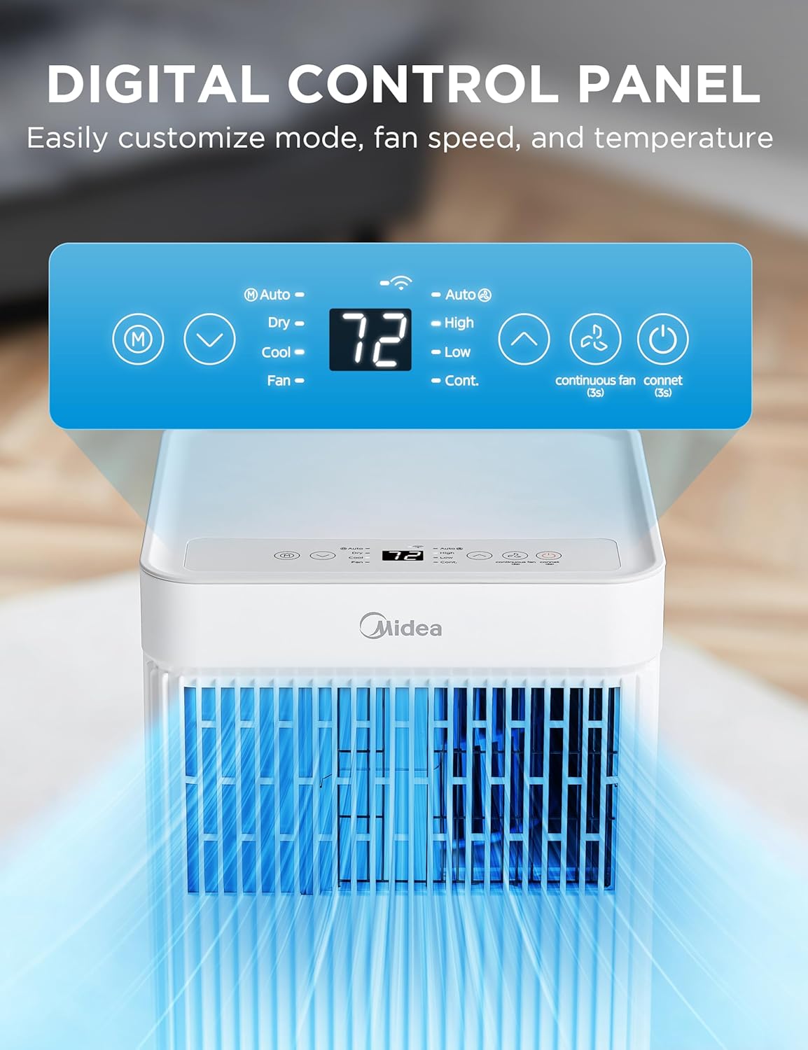 Midea 8,500 BTU ASHRAE (5,000 BTU SACC) Portable Air Conditioner, Smart Control, Cools up to 150 Sq. Ft., with Dehumidifier & Fan mode, Easy- to-use Remote Control & Window Installation Kit Included'