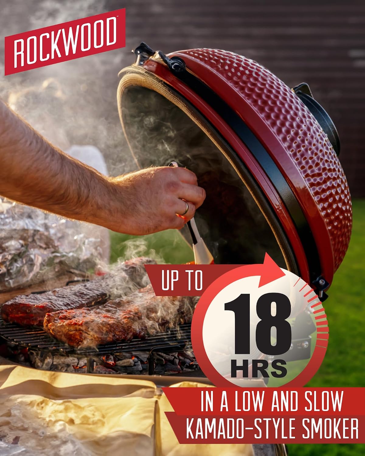 Rockwood Natural Lump Charcoal – Hardwood Lump Charcoal Blend of Oak, Hickory & Cherry for Clean Burn, High-Heat Grilling & Smoky Flavor Barbecue – Ideal for Kettle & Kamado Grills – 20lbs (6 Packs)