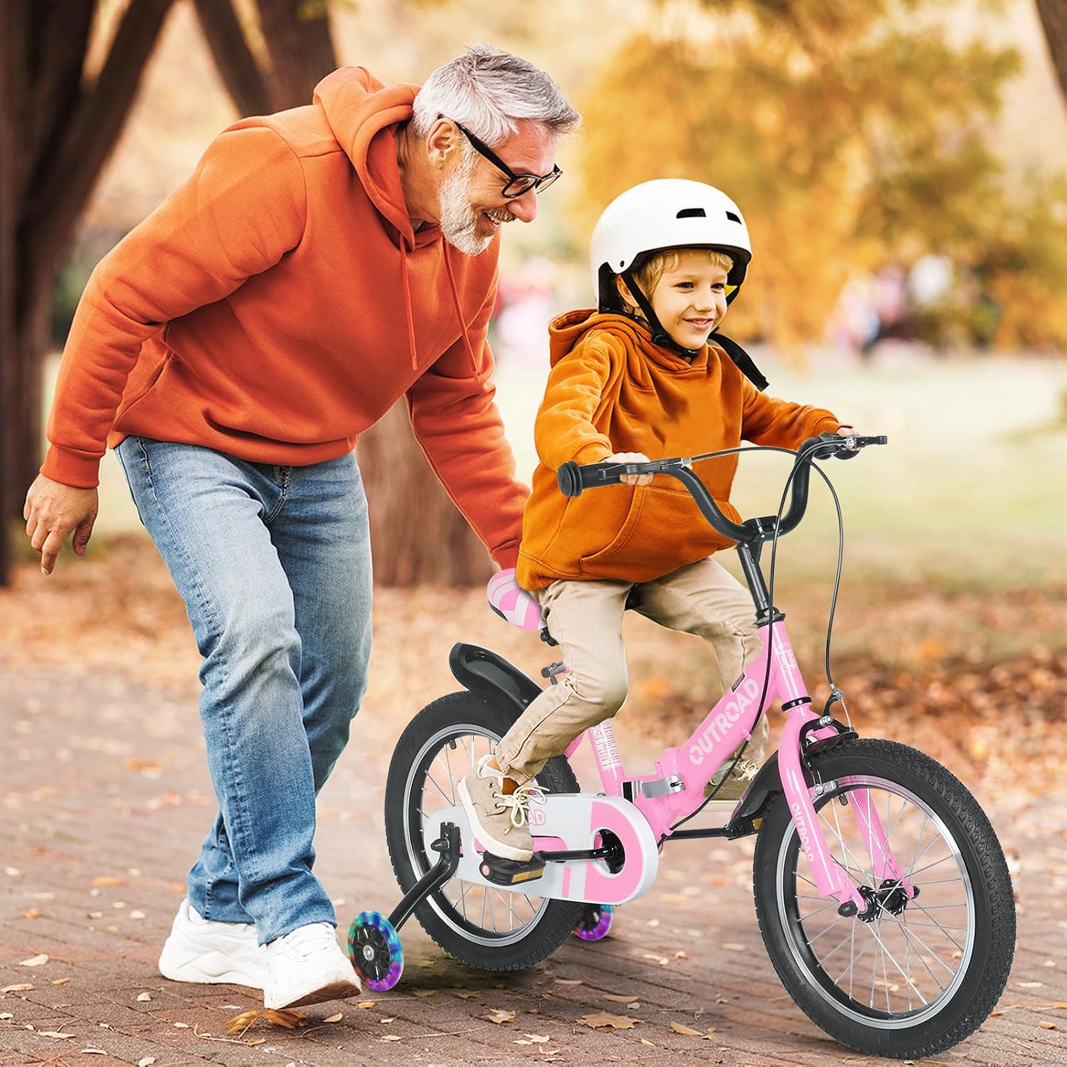 Betterland Folding Kids Bike,14/16/18 Inch Children Bicycle with Training Wheels and Dual Handbrakes Toddler Sport Bicycle for 3-9 Years Old Boys and Girls