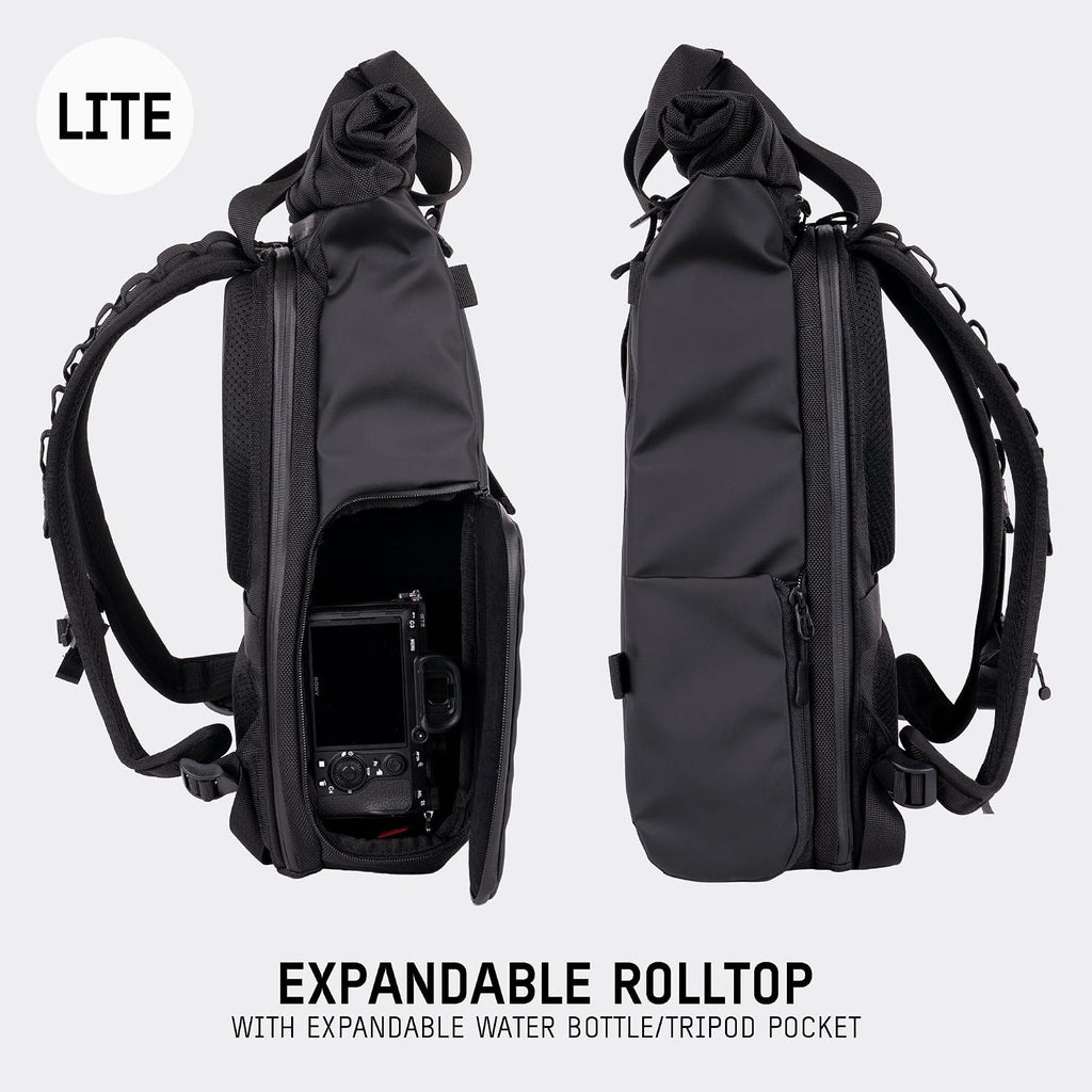 WANDRD PRVKE Lite: Weather-Resistant Travel & Camera Backpack with Laptop Sleeve, Quick Side Access, Clamshell Opening – Ideal Photography & Travel Bag (Black)