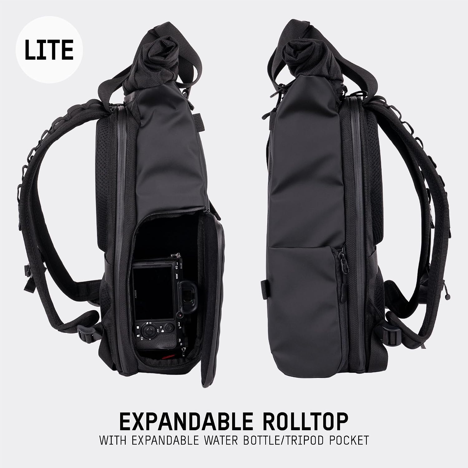 WANDRD PRVKE Lite: Weather-Resistant Travel & Camera Backpack with Laptop Sleeve, Quick Side Access, Clamshell Opening – Ideal Photography & Travel Bag (Black)