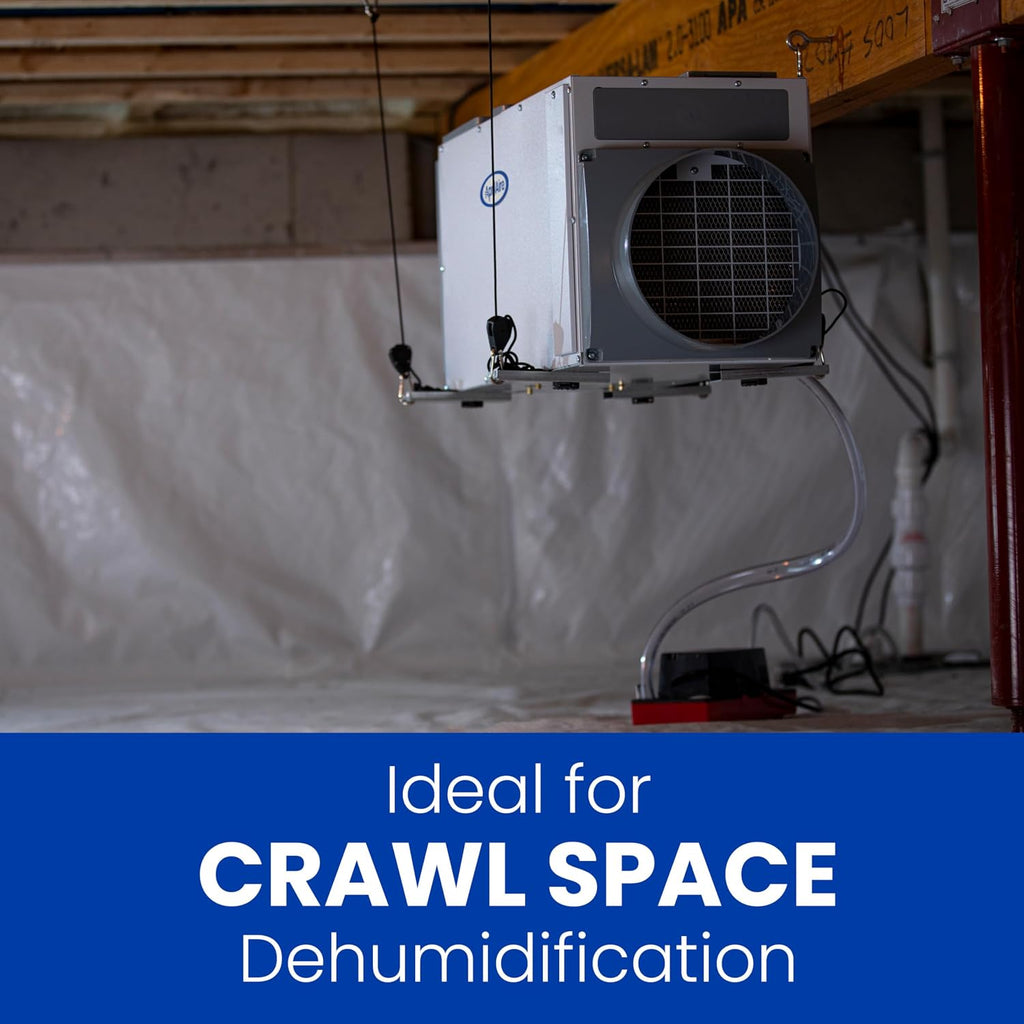 AprilAire E070 Crawl Space Dehumidifier for Basement & Crawlspace – 70-Pint High-Capacity Commercial Dehumidifier for Homes Up to 2,200 Sq. Ft. with Pump, Drain Hose, & Hanging Kit for DIY Install