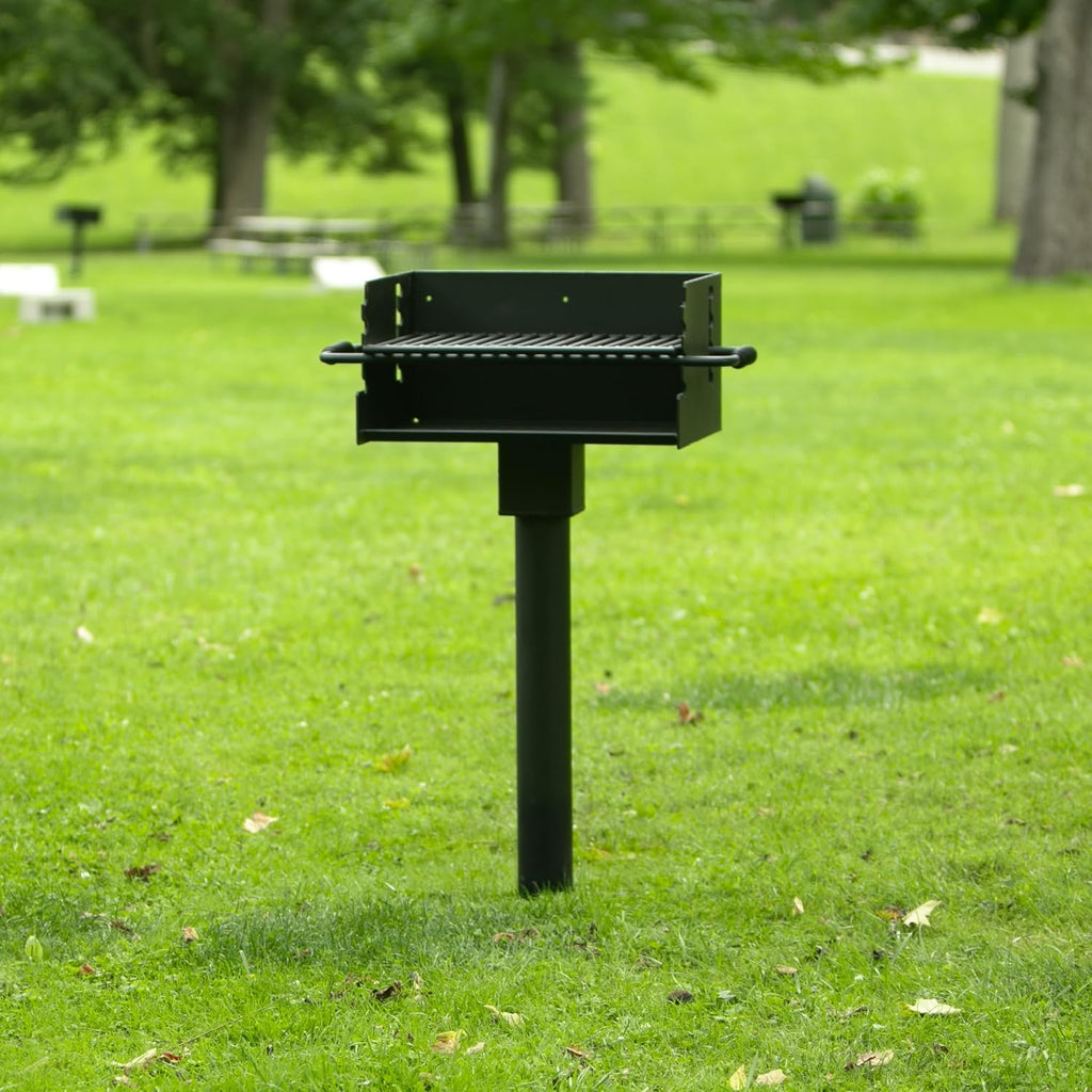 Commercial Grade Park Grill – Heavy-Duty Steel with 300 Sq Inch Cooking Grate, 360° Swivel Post, Made in the USA by Jamestown Advanced Products