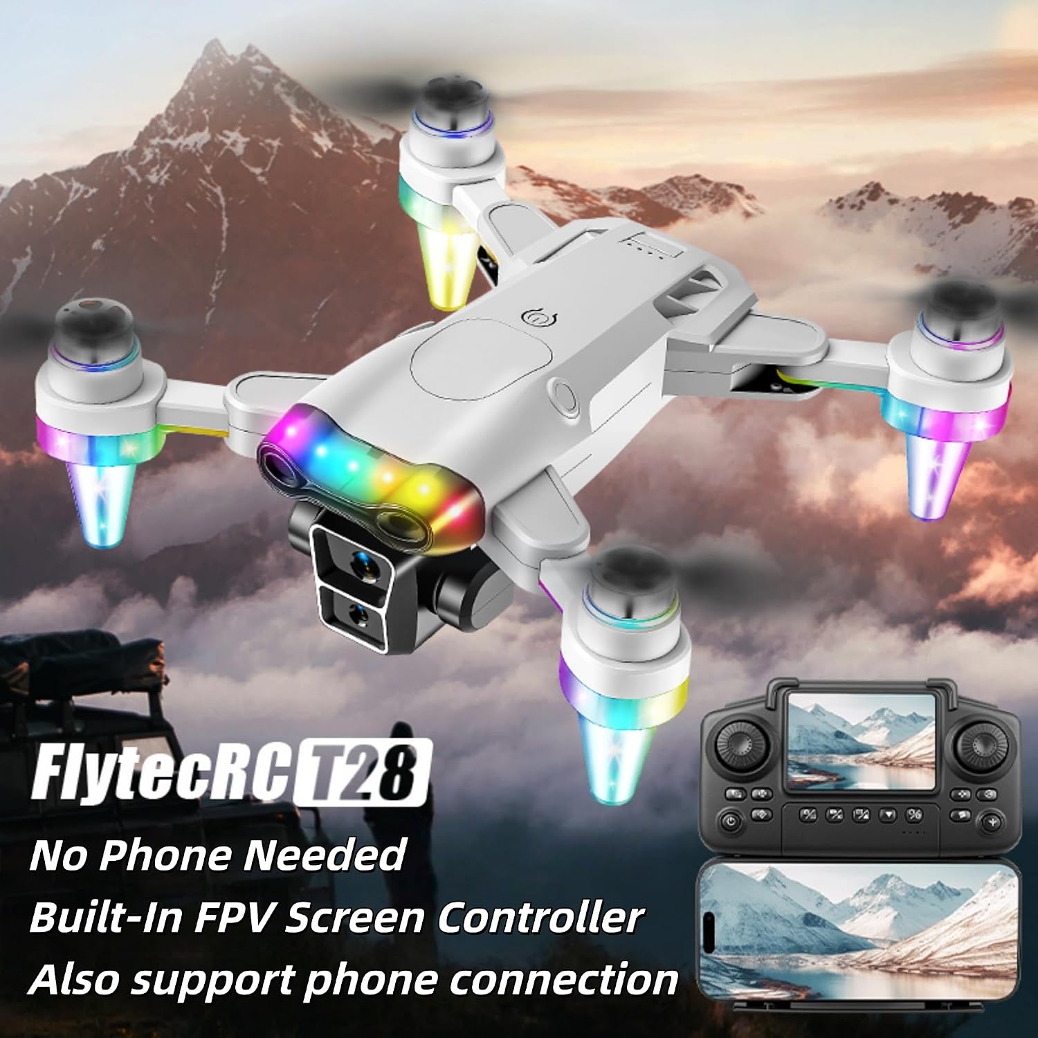 Drones for kids 8-12 with camera – Drone with camera for kids & Beginners, Mini kids drone with Fancy LED Lights, 2.4' Built-In FPV Screen, Dual Batteries, Indoor & Outdoor Toy Gift