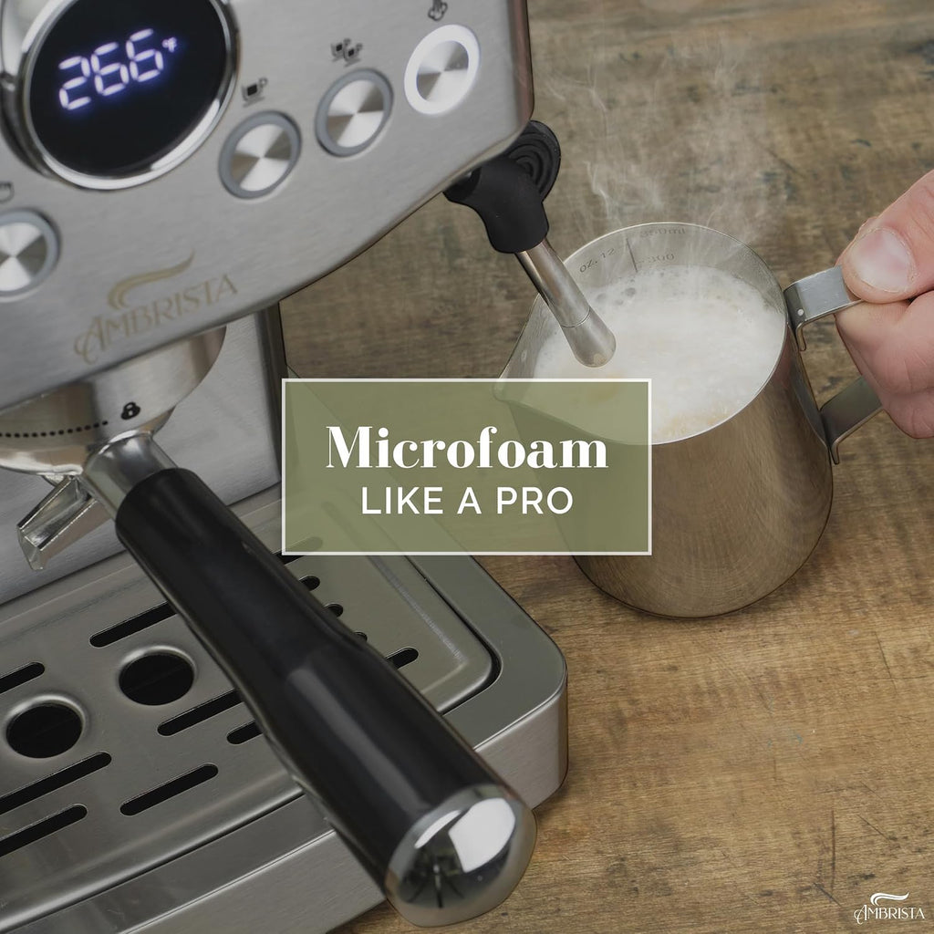 Espresso Machine 20 Bar with Steam Milk Frother | Stainless Steel Espresso Maker with Customizable Brewing Temperature | 60oz Removable Water Tank | Perfect for Cappuccinos, Lattes and More