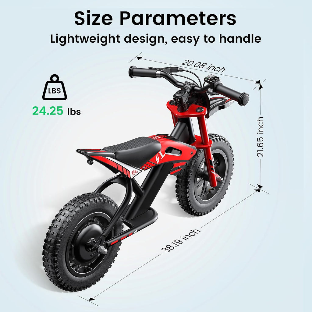 Gyroor S1 Kids Electric Balance Bike, 200W Motor 3 Speeds up to 10 MPH, 12-Inch Pneumatic Tires, 7-Color Rear Fender LED Taillight, Drum Brake, UL2272 Certified, for Ages 3-6, Black-9BD