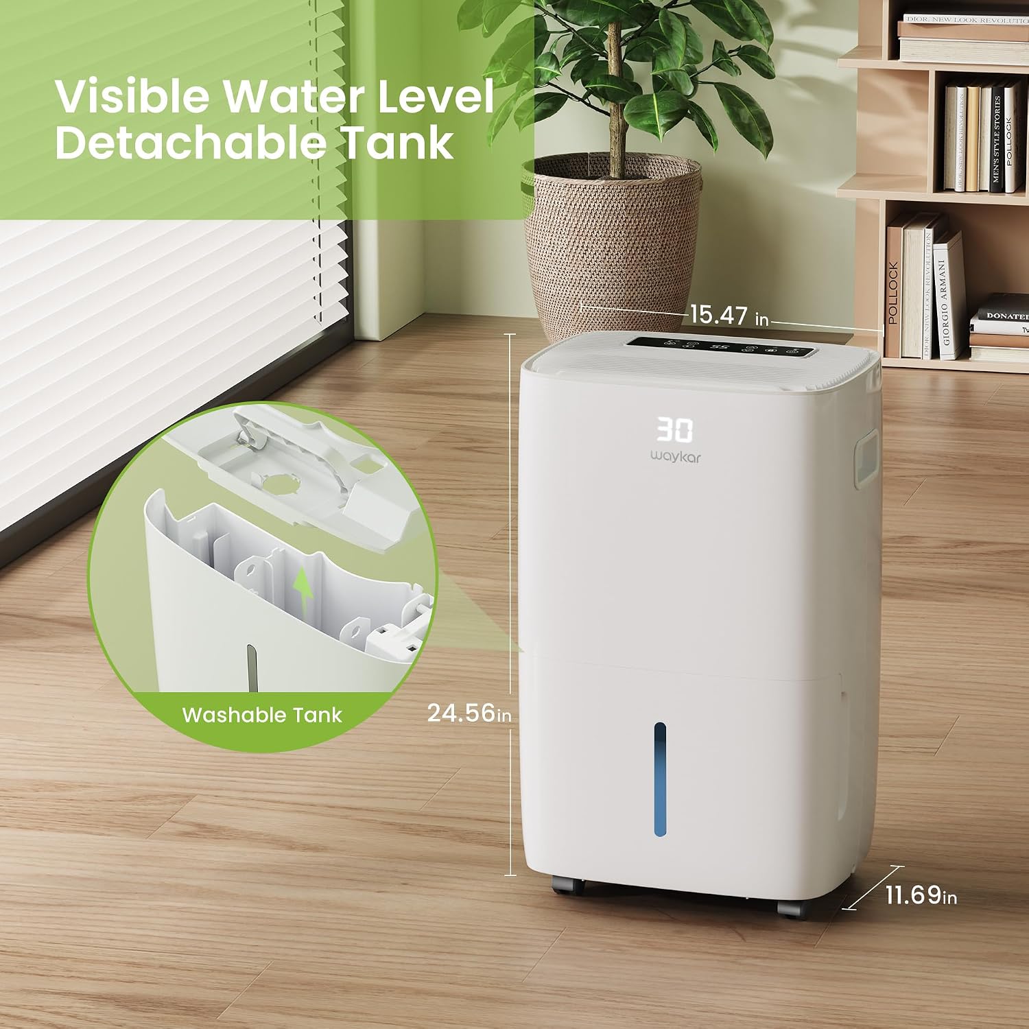 Waykar 130 Pints 6,500 Sq. Ft Dehumidifier with Drain Hose for Commercial and Industrial Large Rooms, Warehouses, Storages, Home, Basements and Bedroom with 2.04 Gal Water Tank