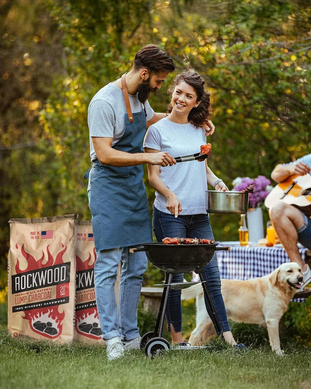 Rockwood Natural Lump Charcoal – Hardwood Lump Charcoal Blend of Oak, Hickory & Cherry for Clean Burn, High-Heat Grilling & Smoky Flavor Barbecue – Ideal for Kettle & Kamado Grills – 20lbs (6 Packs)
